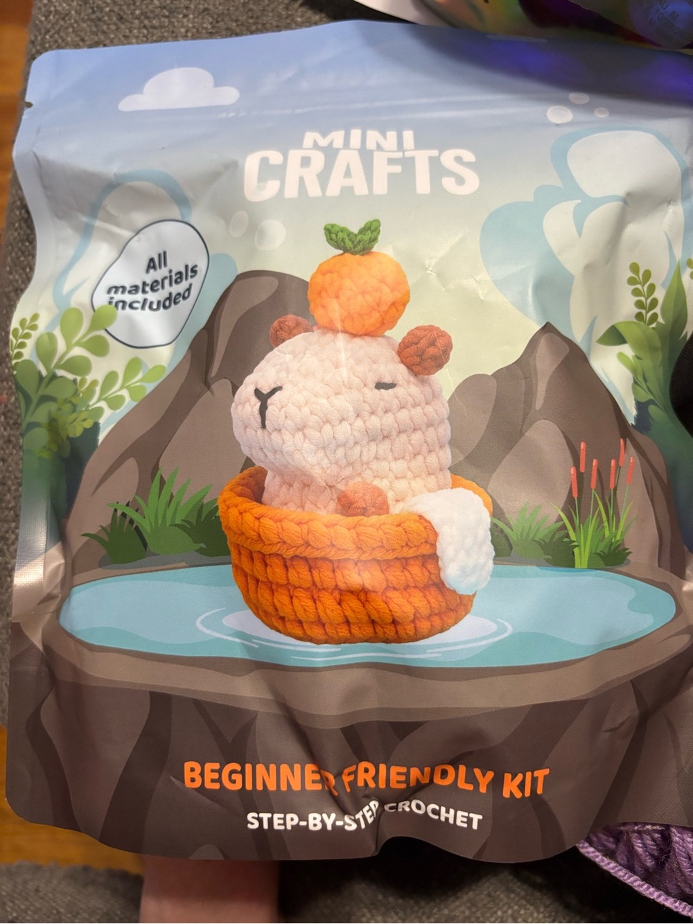 mini crafts Beginner-Friendly Small Pet Crochet Kit - Orange/White